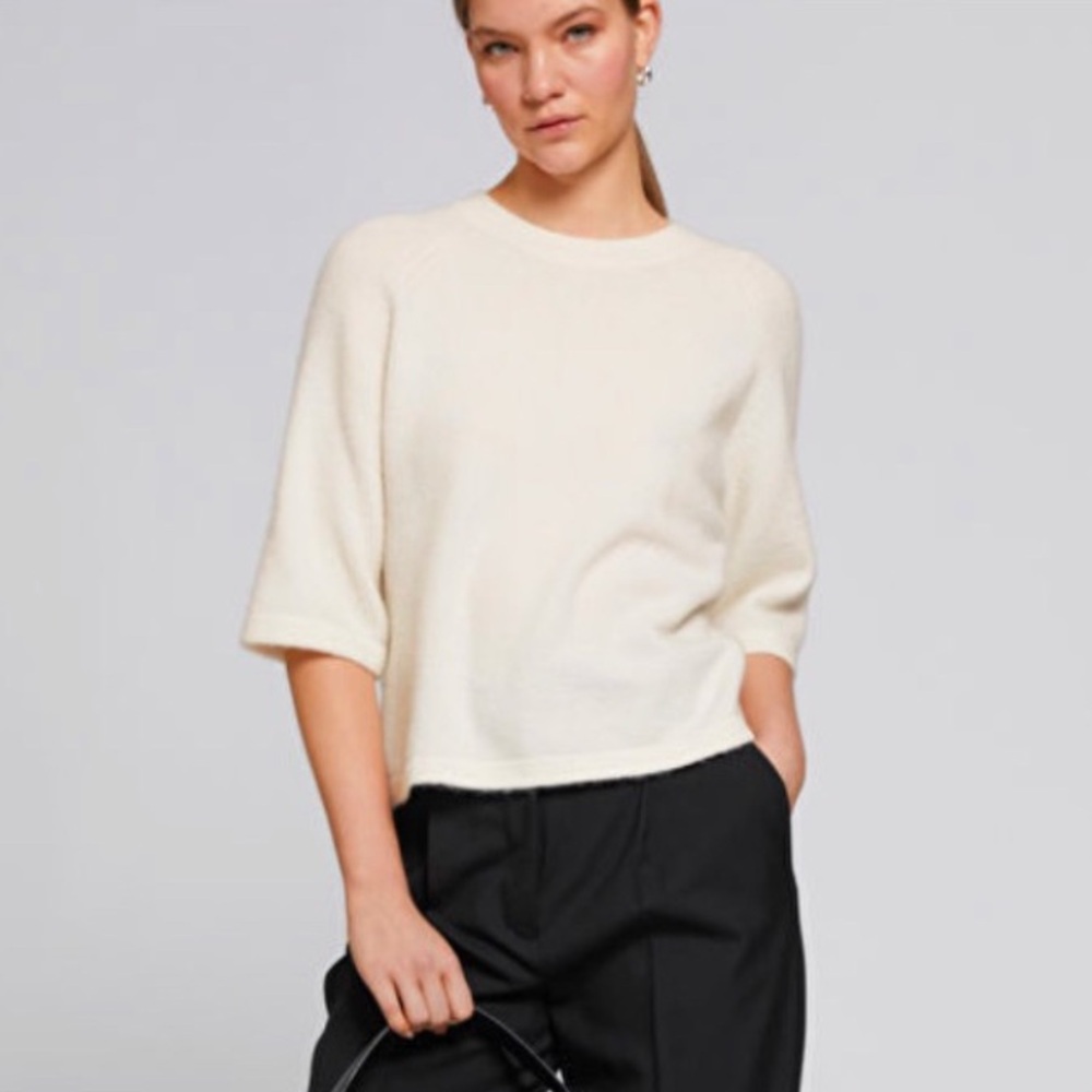 NWT & Other Stories boxy alpaca knit t-shirt, size M, cream